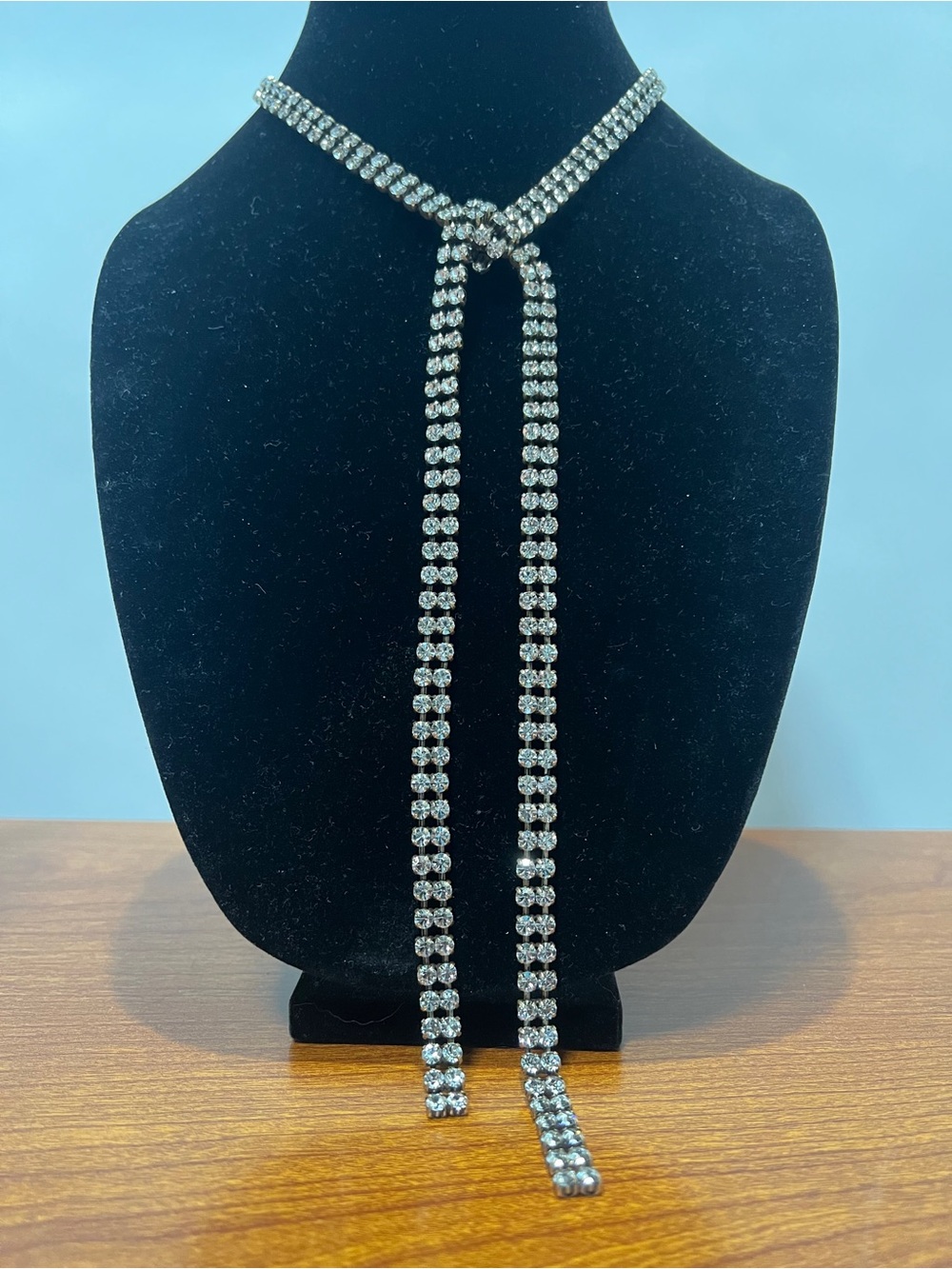 J. Crew Silver Crystal Lariat Necklace